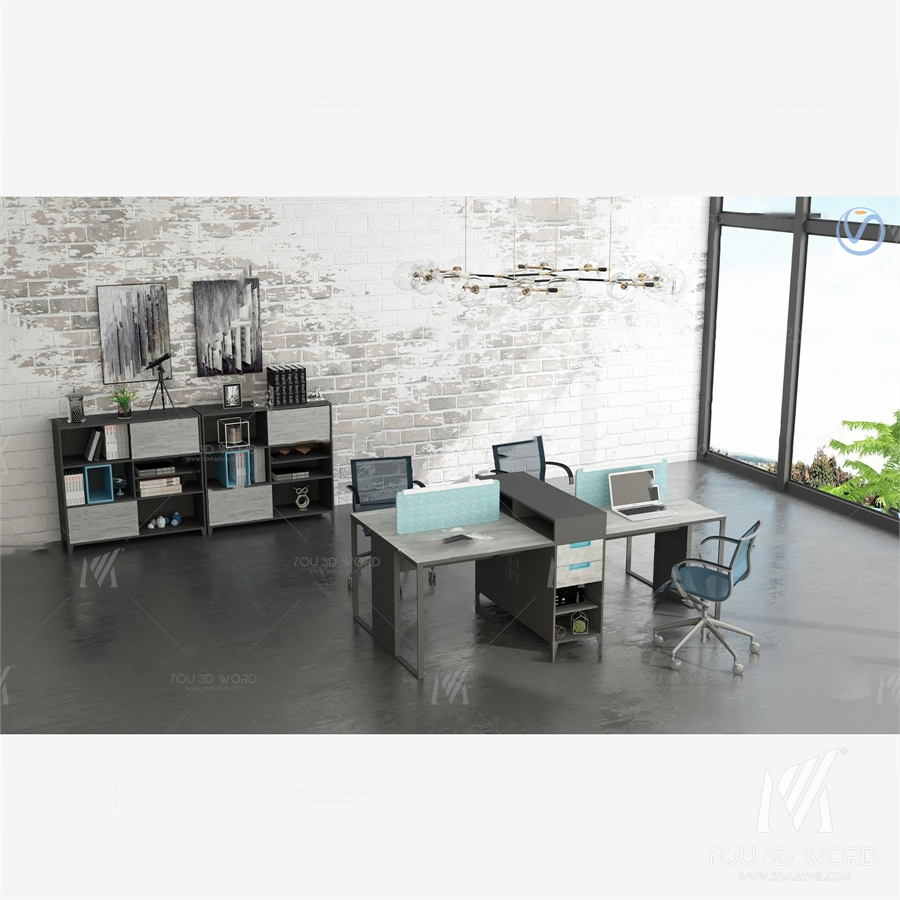 3d model of modern card position office desk and chair